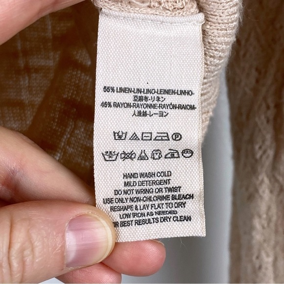 Free People Betty Button Down Tie-Front Pointelle Collared Sweater Size L - Picture 10 of 10